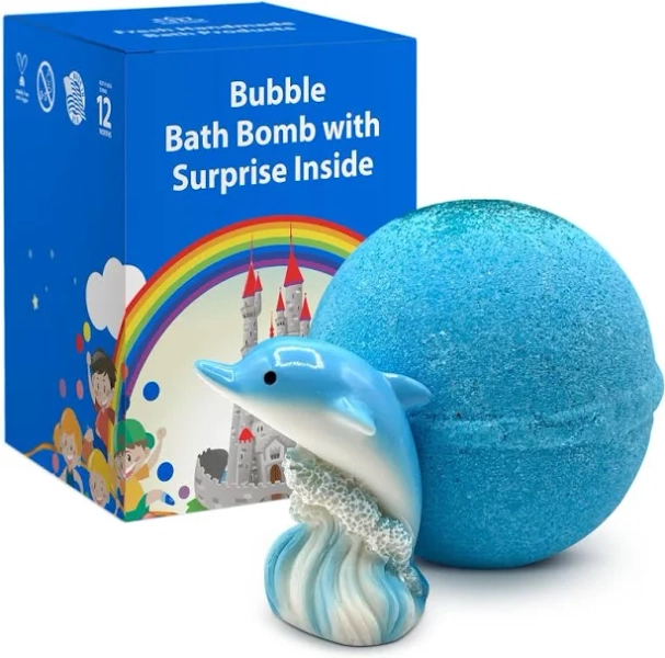Dolphin Toy Bath Bomb for Kids with Surprise Inside