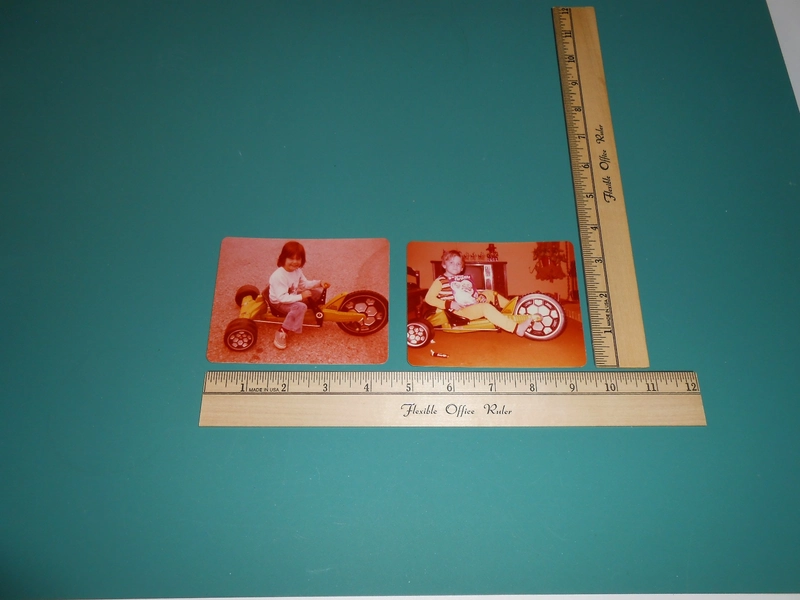 Vintage 1970s Christmas Big Wheel Child Pedal Toy Found Photos Little Girl