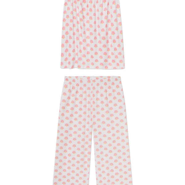 Pima Ruffle Pants Set in Gelato Scallop Shell — XXS