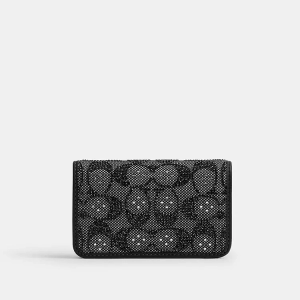 Silver/Black Essential Slim Card Case In Crystal Signature Jacquard