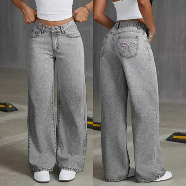 Wide Leg Jeans With Elastic Waist Jeans Baggy Baggy Jeans For Teens Girls Baggy Jeans Casual Wide Leg Denim Pants Jeans Kids Clothes Flare Jeans Juniors