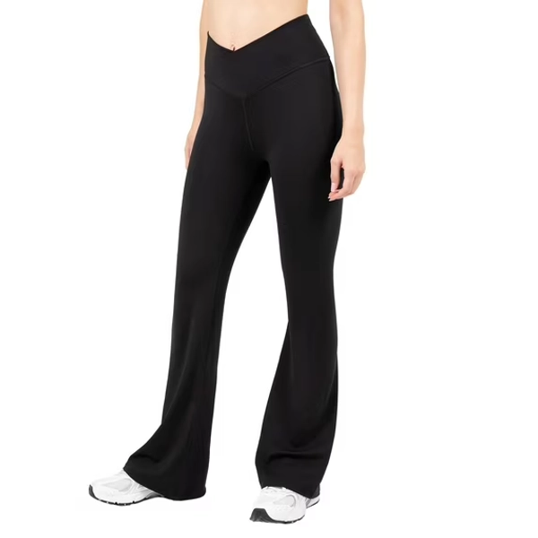 YITTY Active Women's Ultraluxe Crossover Kick Flare High Waist Legging, Athleisure, 4-Way-Stretch, Iconic Black, M, Regular | 32" Inseam