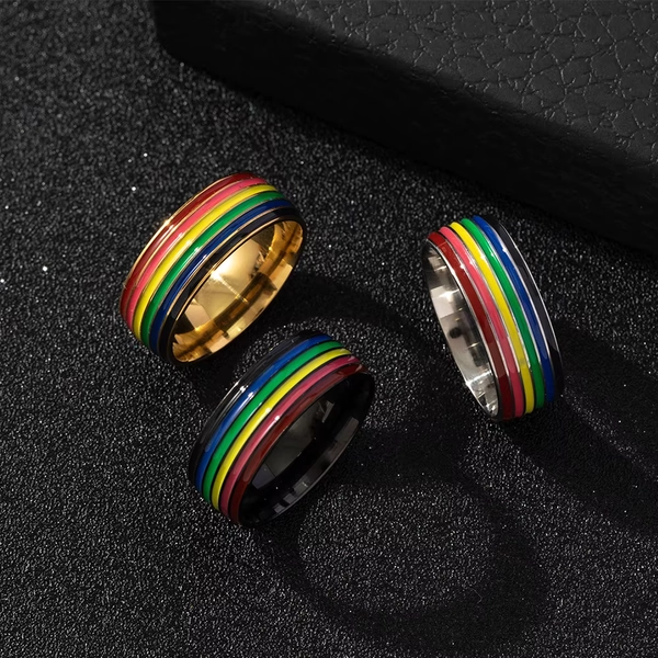 Retro Rainbow Colorful Ring for Men Women Stainless Steel Punk Gothic Edgy Jewelry Modern Artistic Fashion Accessories Girl Gift - AliExpress 