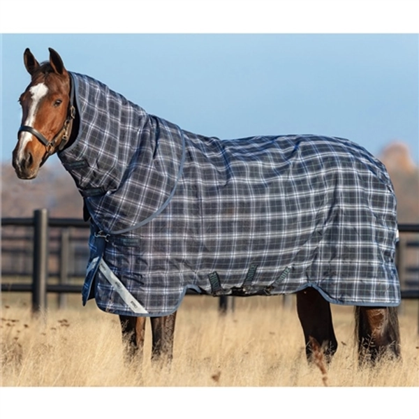 Rhino Plus Turnout Rug Lite - 0g - UK 5ft 9inch (EU 125cm); Navy Check/Indigo