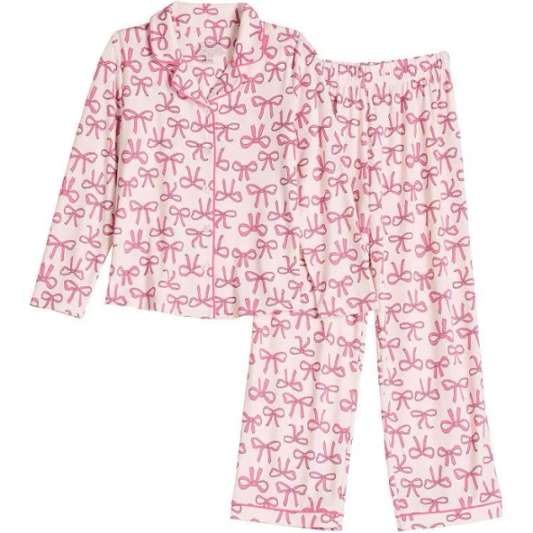 Girls 4-12 Cuddl Duds Long Sleeve Pajama Top & Pajama Pants Set, Girl's, Size: XSMALL 4/5, Bows