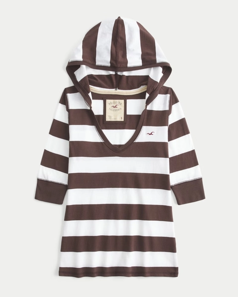 Half-Sleeve Hooded V-Neck T-Shirt