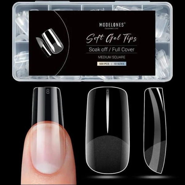 Modelones Semi-Frosted Short Coffin Full Cover Nail Tips