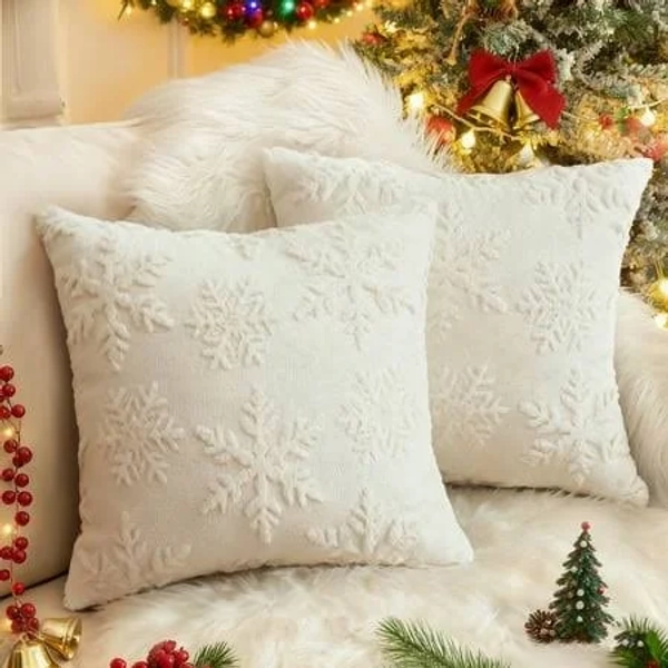 Sanmadrola Christmas Snowflake Decorative Throw Pillow Covers