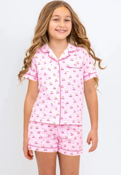 Cherry Stripes Jersey Short Sleeve PJ Set