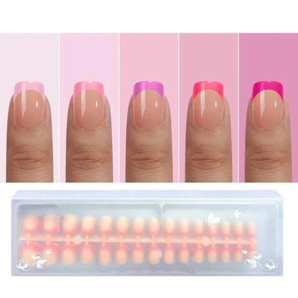 150pcs Almond Pink French Tip Press On Nails