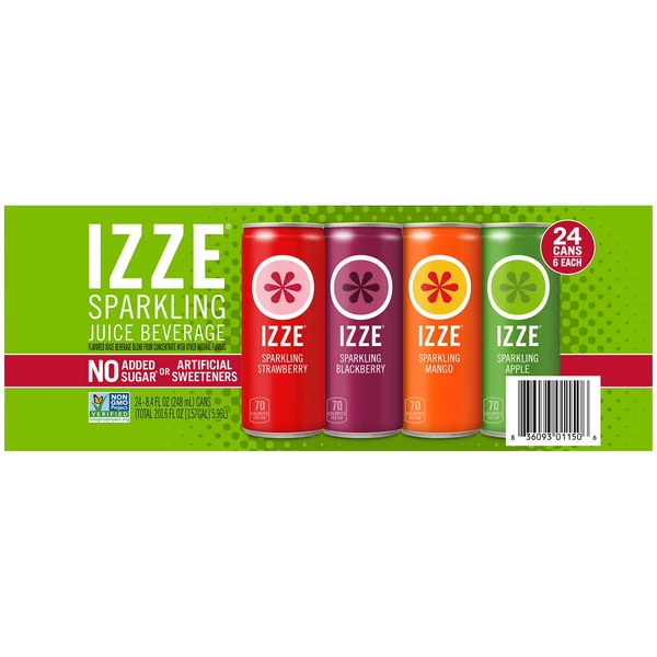 IZZE Sparkling Juice Beverage, Variety Pack, 8.4 Fluid Ounce (Pack of 24) - Walmart.com