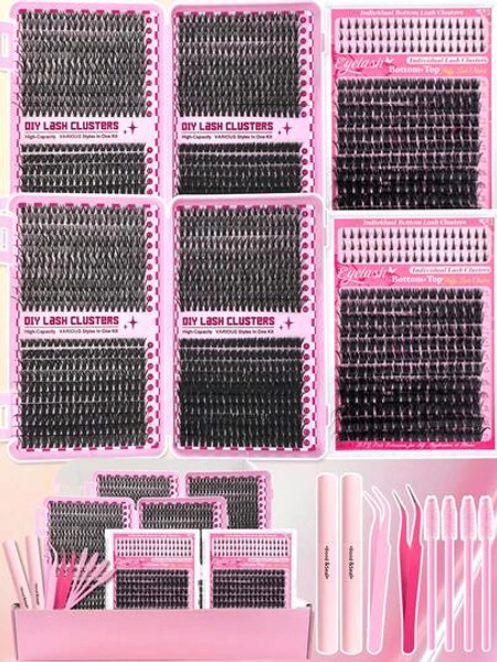 12 Kinds Of Eyelash Cluster Kits, Mega/Ultra/Dramatic/Volume/Full/Spikes/Bottom Lashes Clusters Kit Water-Proof Lash With You Need For Beginners & Proficient, DIY Home Easily, Soft Comfortable Easy Apply Natural Look For Makeup Daily Lash Clusters Kit, Lashes, Eyelashes, Fake Lashes