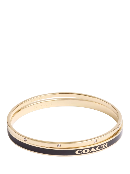 Coach Signature Duo Bangle Boxed Bracelet Set, Black/Gold