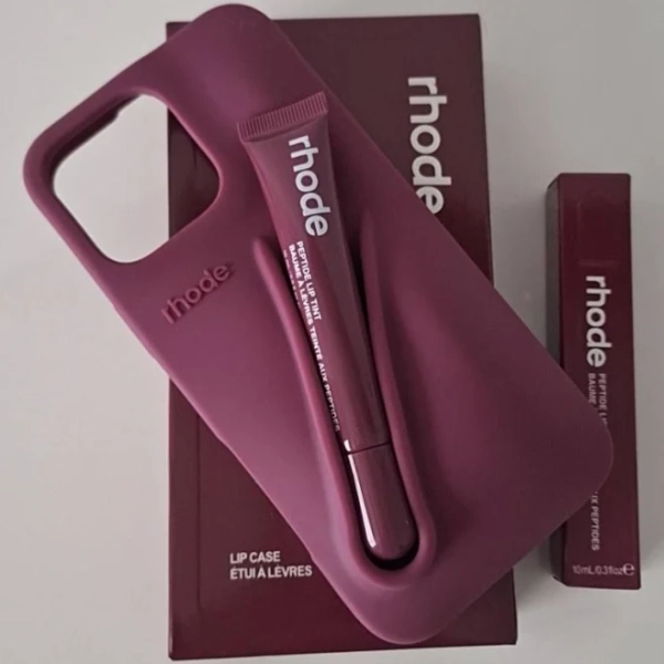 Rhode Raspberry Phone Case for Apple iPhone 16 Pro Max + Lip Tint set, Silicone Case | Fitted | Plain Design | Yellow | For Apple
