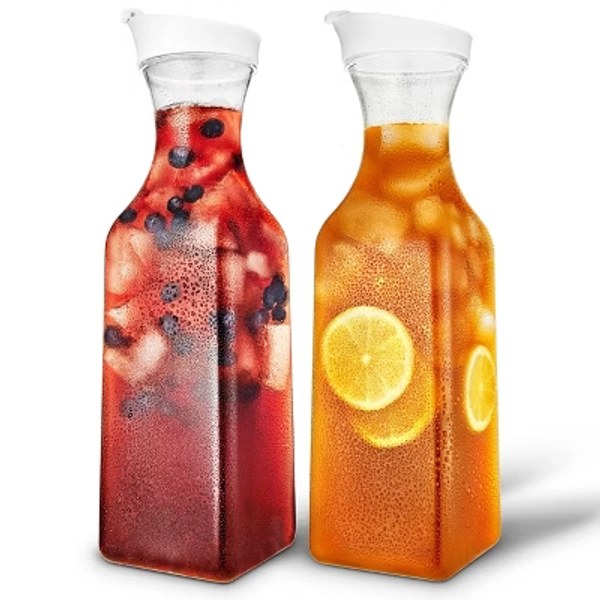 Stock Your Home 50-oz Square Plastic Juice Pitcher with Lids (Set of 2)