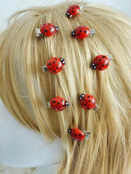 10PCS Ladybug Hair Clips, Red Hair Barrettes Hairpin Animal Hair Clips For Girls And Women, Girl Hair Accessories, Insect Hairgrip Back To School Hair Accessories For Hair Decoration