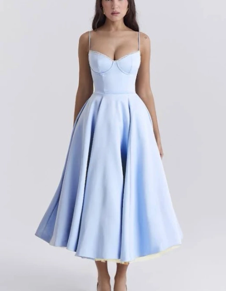 House Of Cb Mademoiselle Bustier Stretch Satin Midi Dress