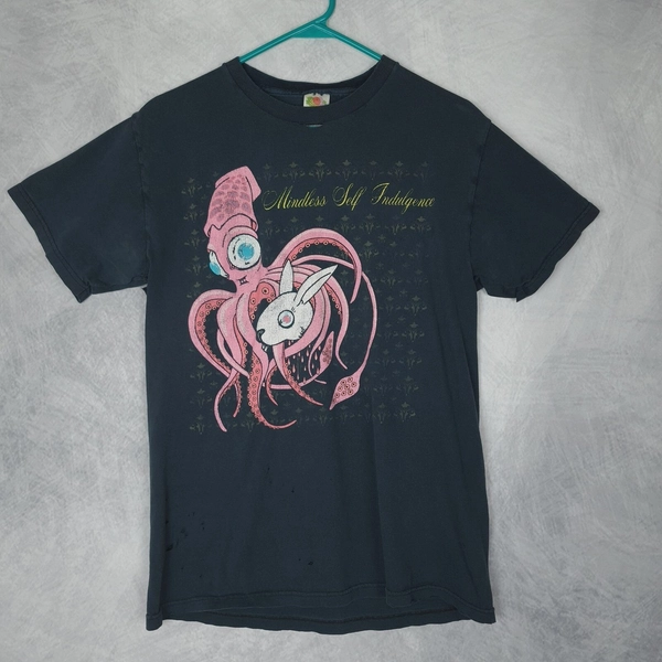 Mindless Self Indulgence Shirt Mens Medium Black Squid Bunny Graphic Tee Faded