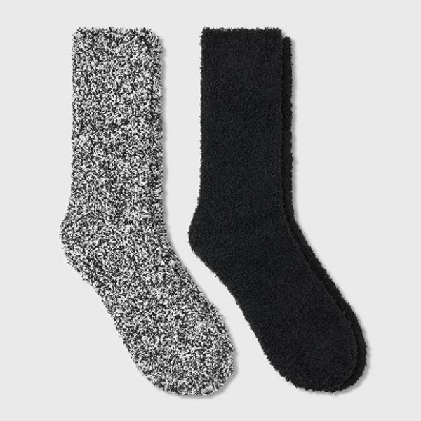Women's Marled 2pk Cozy Crew Socks - Auden™ Black 4-10: Recycled Polyester, Knit, Tagless