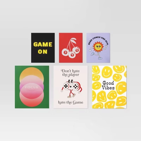 20" x 16" 6pc Retro Humor Wall Art Set Poster Prints - Room Essentials™