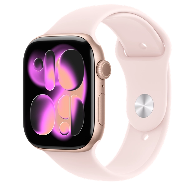 Apple Watch Series 11 GPS, 46mm Rose Gold Aluminum Case with Soft Pink Sport Band - M/L
