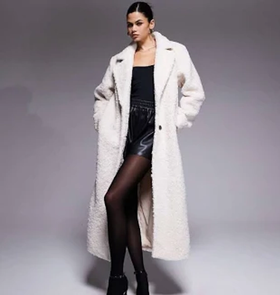 The Frolic Exclusive Teddy Collared Maxi Coat