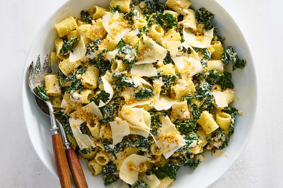 Kale Caesar Pasta Salad Recipe • 5★ • 45 min, plus at least 4 hrs’ chilling