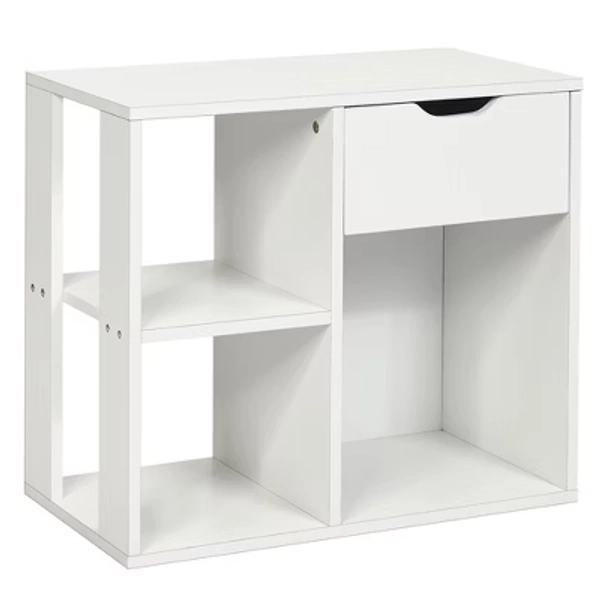 ❤️Costway 3-tier Side Table W/Storage Shelf&Drawer Space-saving Nightstand White