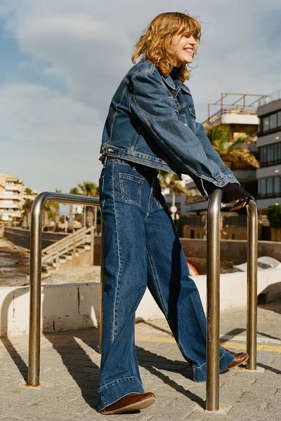 Wide High Jeans - Denim blue