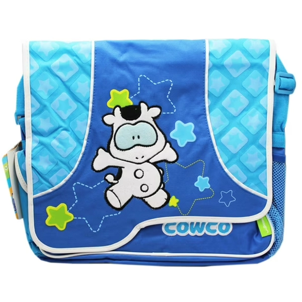 Cowco and Friends Fuzzy Patch Character Blue Colored Messenger Bag
