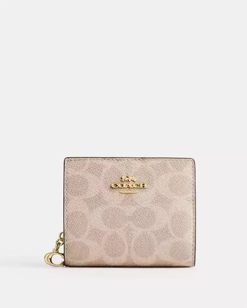 Gold/Sand/Chalk Snap Wallet In Signature Canvas