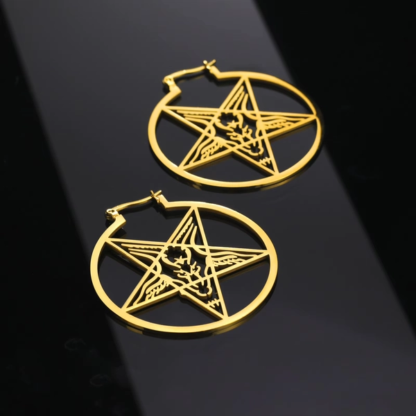 Gothic Goth Stainless Steel Hoop Earrings for Women Compass Snake Bat Pentagram Satanic Earrings Wicca Amulet Vintage Jewelry - AliExpress 