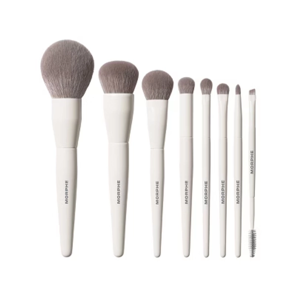 Morphe Face & Eye Brush Set - Best Of Blends - 8pc: Wood Handle, Synthetic Bristles, Multipurpose Use