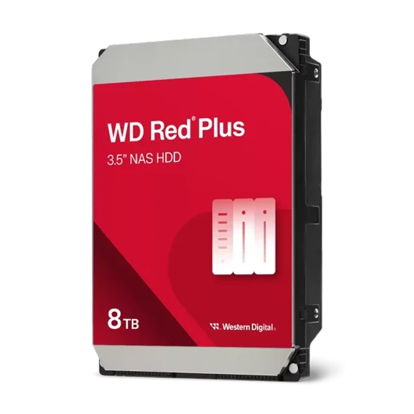 Western Digital 8TB WD Red Plus NAS SATA HDD, 3.5" Internal Hard Drive HDD, 5640 RPM, 256MB Cache, CMR - WD80EFPX