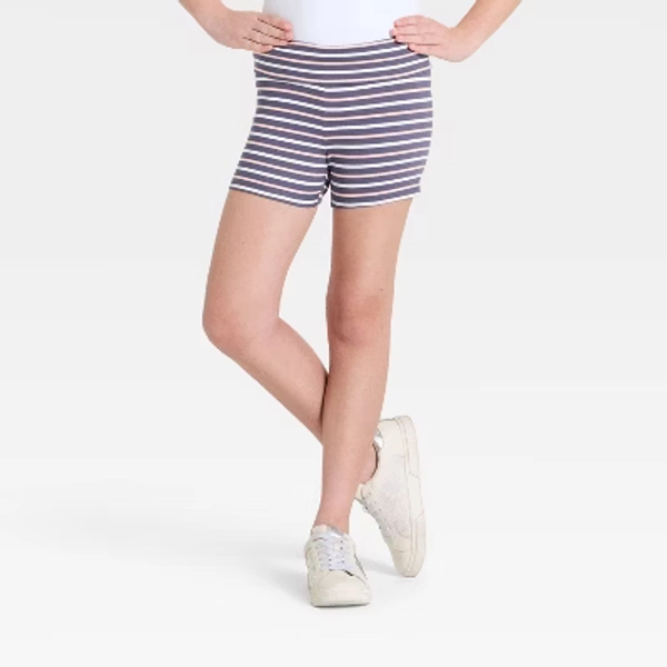 Girls' Super Soft Striped Pull-On Shorts - art class pink L