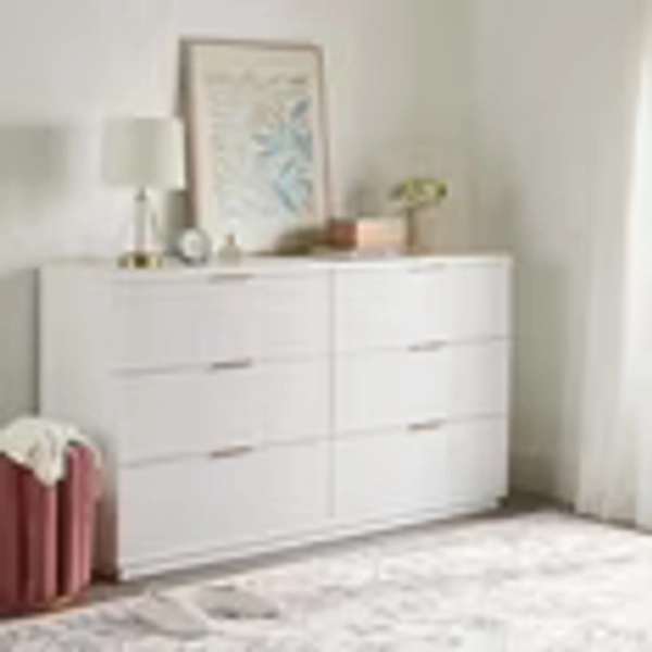 Better Homes & Gardens Lillian 6 Drawer Dresser, 64" Wide , White