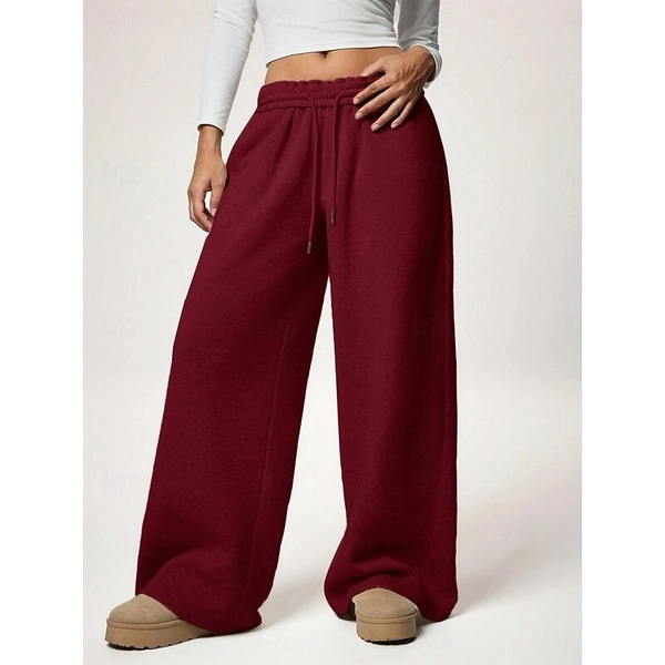 Women's Sweatpants Wide Leg Chinos Fashion Streetwear Casual Full Length High Waist Plain Elastic Waistband Comfy Soft Comfortable Stretchy Outdoor St