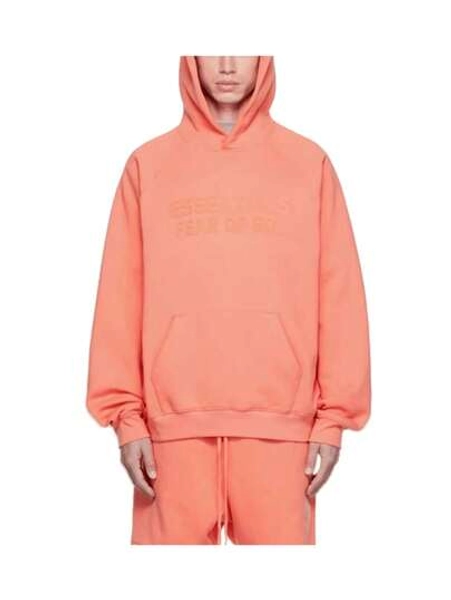 Essentials Hoodie Sweater 'Coral' High Street Warm Hooded Sweatshirt With Pockets, Unisex American Vintage Sweatshirt, Ideal For Outdoor Spring And Fall.