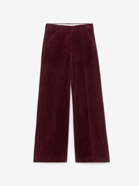 Wide-Leg Corduroy Trousers – Burgundy – Women – ARKET GB