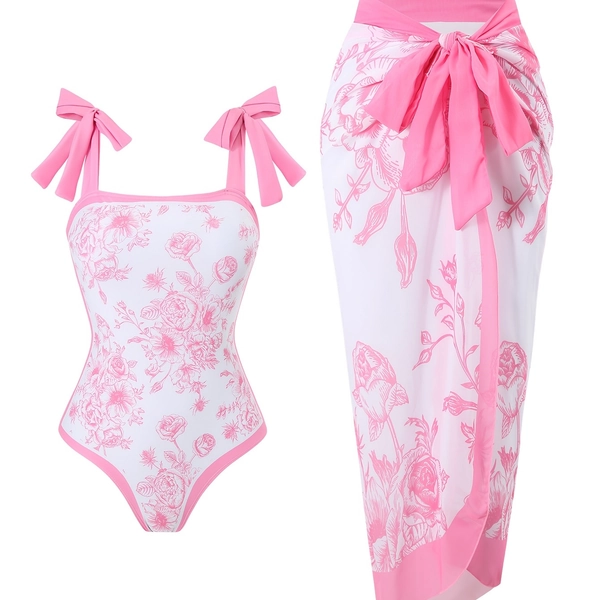 Conjoined Conservative Belly-Covering Vacation Beach Hot Spring Swimsuit Retro Conjoined Swimsuit