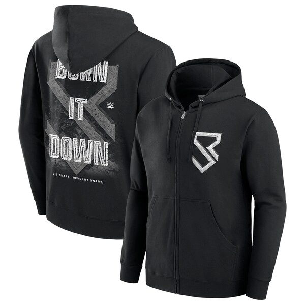 Men's Black Seth Rollins Burn It Down Full-Zip Hoodie