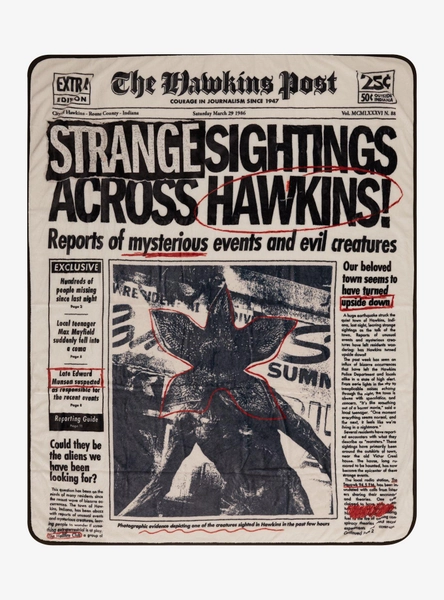 Stranger Things Hawkins Post Newspaper Throw — BoxLunch Exclusive