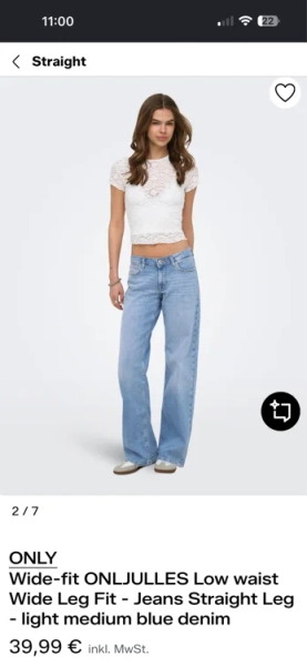 ONLY Wide-fit ONLJULLES Low waist Wide Leg Fit - Jeans Straight Leg - light medium blue denim