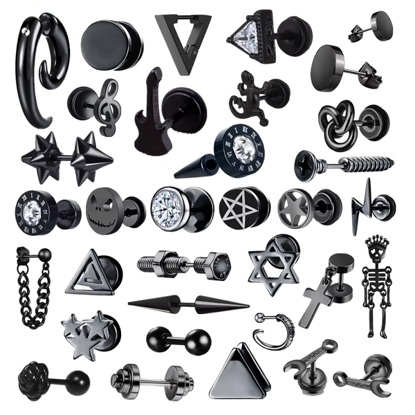 Small Black Punk Stud Earrings For Women Men Boy 2020 New Fashion Zircon Geometry Stainless Steel Jewelry Accessories Earrings - AliExpress 