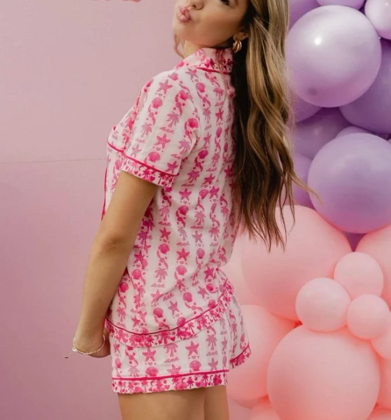Pink Palm Puff Pajamas
