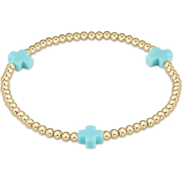 enewton Signature Cross Gold Pattern 3mm Bead Bracelet