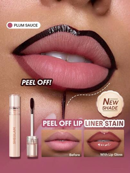 SHEGLAM Fall In Line Peel Off Lip Liner Stain-Plum Sauce Lip Combo Brand Beauty Makeup Face Paint Cosmetic For Women Girls Perfect For Winter Spring Ideal For Y2K Fancy Fashion Suitable For Birthday Valentine'S Day Gift Rave Party Ready Best Color - Size one-size