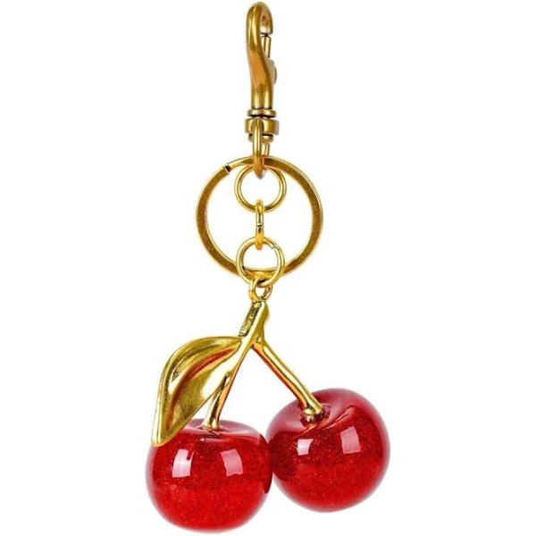 Eioyumy Cherry Keychain Pendant, Cherry Charm for Women, Shiny Resin & Metal Accessory for Purses And Bags