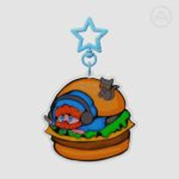 CaseOh Epoxy Keychain! CaseoOh and Kitty hamburger keychain! Twitch Streamer merch by Lexi Mahan - ACGGOODS