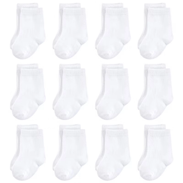Touched by Nature Baby Organic Cotton Socks, White 12-Pack, 0-6 Months